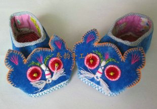 头鞋传统手工刺绣宝宝鞋猫头鞋手工软底儿童鞋