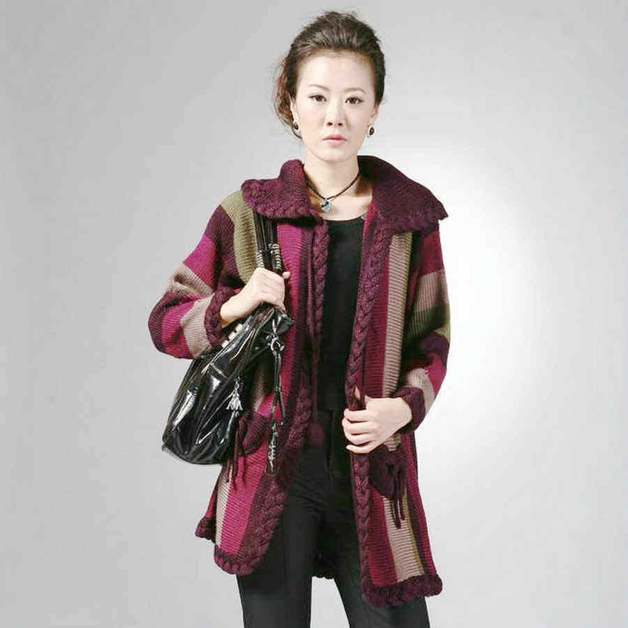 热卖毛衣加厚保暖韩版<em>长款羊毛衫开衫</em>淑女<em>外套</em>