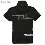 【5151m 09夏】CK 莱卡渐变LOGO弹性修身翻领短袖
