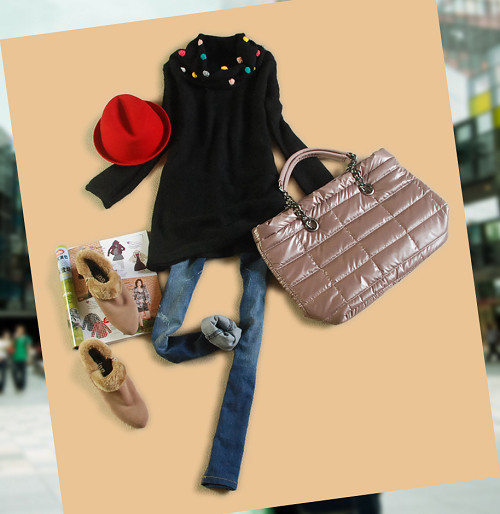 <em>红毛衣+长</em>外套+仔裤 16款女孩过年美搭 16款女