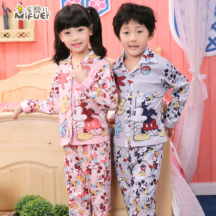 包邮100%纯棉<em>儿童睡衣</em>女童 <em>男童秋装</em>童装长袖