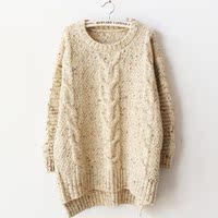 复古慵懒棒针麻花编织中长款秋冬厚实款长袖杂