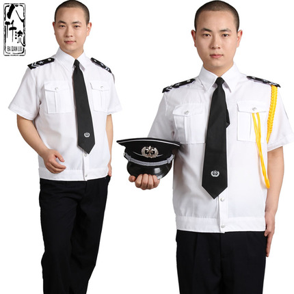 b832白色保安衬衣短袖 保安服夏装 保安制服套装 男女 保安服装来源