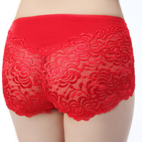 6条<em>包邮女大码内裤</em>蕾丝镂空性感透明莫代尔胖