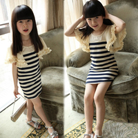 包邮童装女童2013<em>秋装</em>黑白格子<em>连衣裙</em>雪纺长