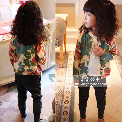 外贸大牌童装<em>羊绒开衫 女童</em>大花针织外套2013