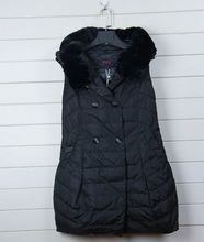 3309秋冬新款女装 韩版修身真毛连帽中长款<em>羽绒棉女马甲</em>