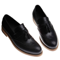 德尚德罗中年男士皮鞋圆头系带英伦复古秋冬大