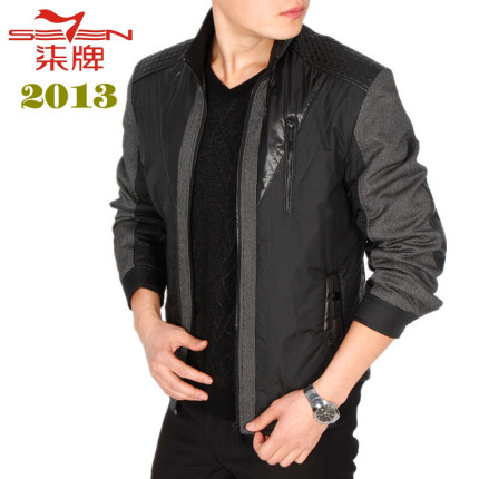 2013春秋新款柒牌品牌男装夹克<em>青年男式</em>拼色