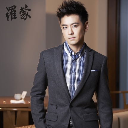 <em>罗蒙</em>休闲<em>西服</em> <em>男士</em>毛呢<em>西装外套</em> 偏修身商务正