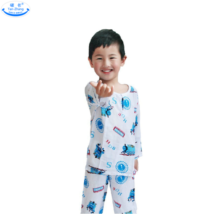 碳长儿童<em>睡衣</em>绵绸<em>长袖长裤</em>薄款套装家居服男女