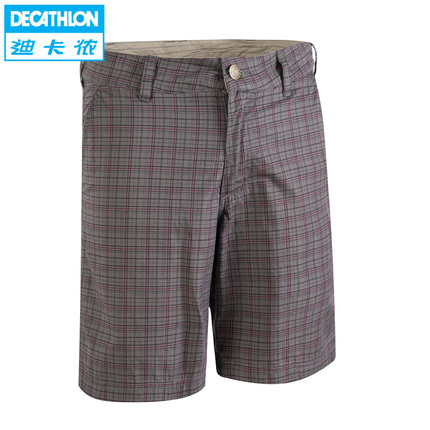 1212迪卡侬 户外登山<em>短裤男款</em>全棉<em>格子</em>休闲短