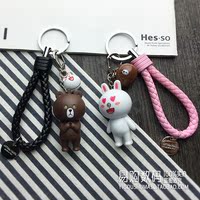 仔编织绳车钥匙链-公仔编织皮绳高档礼品卡通