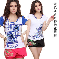 2014新款夏装<em>民族风</em> 女装<em>绣花中腰</em>侧边拉链 不