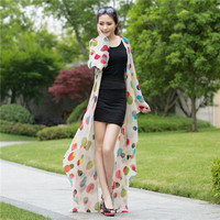 2014春夏欧美大牌豹纹灯笼袖<em>沙滩防晒</em>衫雪纺