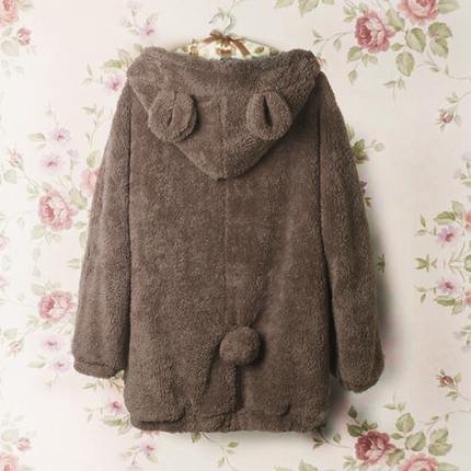 特价秋冬新款卫衣女装超萌毛绒小熊耳朵开衫卫