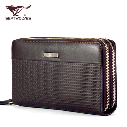 七匹狼男士手包2014新款男包大容量牛皮商务