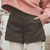 短压夹-殊压纹细格子<em>A字短裤</em>2015冬季新款高