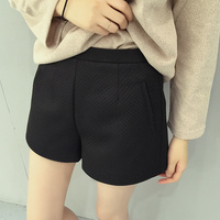 短压夹-殊压纹细格子<em>A字短裤</em>2015冬季新款高