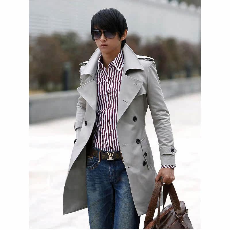 20213男士<em>风衣中长款外套男装</em>风衣男修身韩版