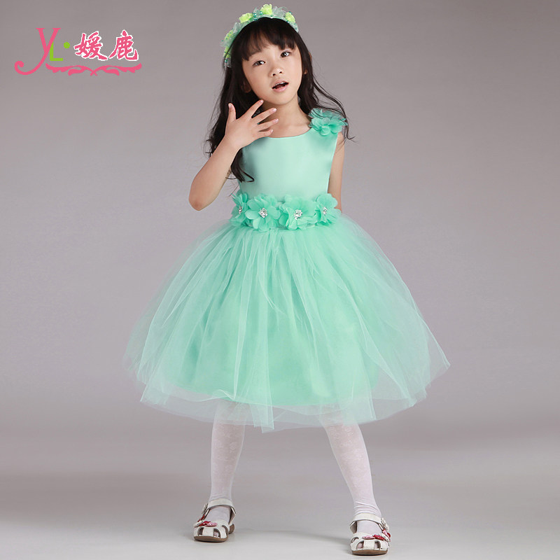 高档 <em>韩国女孩</em>粉色婚纱礼服 女童蓬蓬裙公主裙