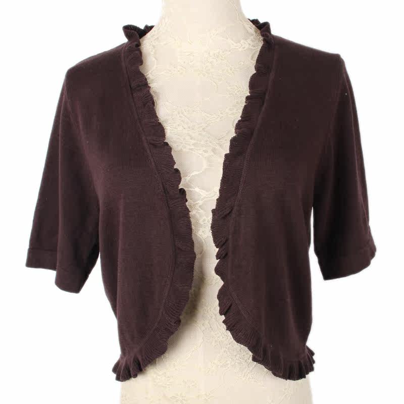 <em>胖妹妹</em>披肩韩版加大码女装 <em>短款</em>花边<em>针织</em>衫开