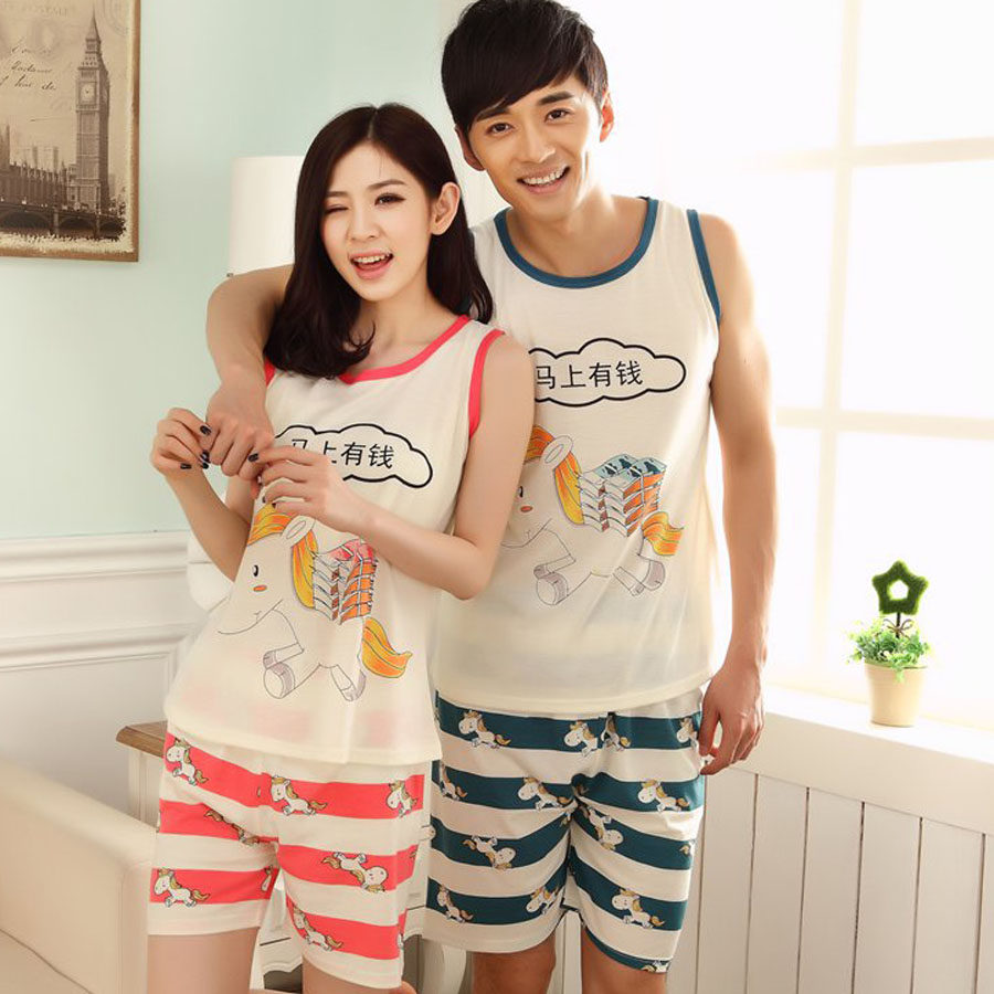 <em>睡衣</em>夏女款两件套装男士<em>睡衣</em>夏装特价夫妻情侣