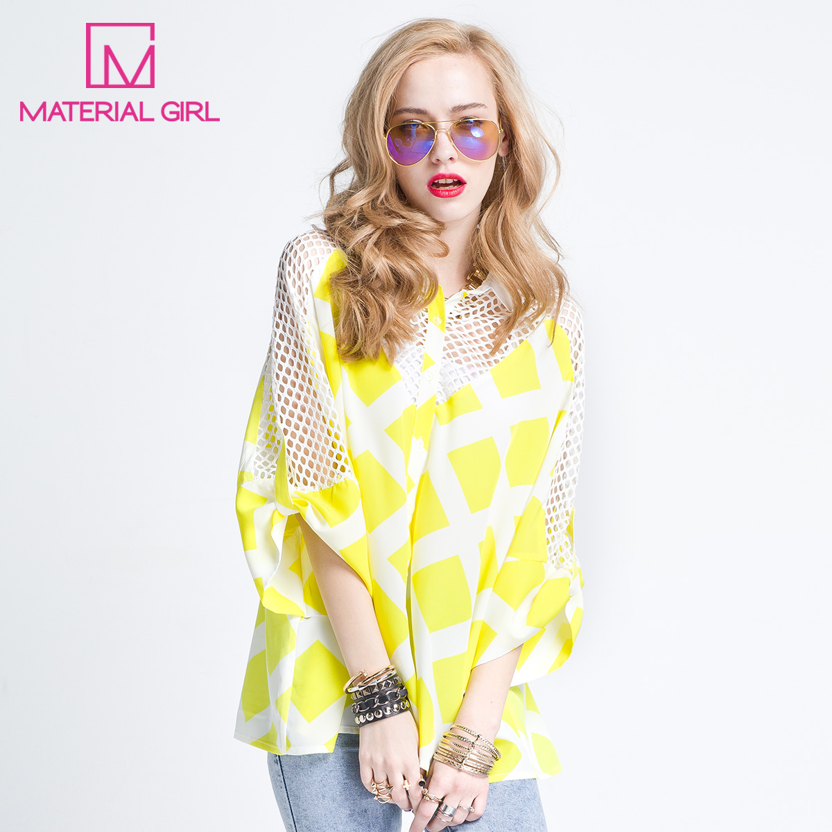 <em>Material girl</em>/MG<em>女装</em> 2014专柜新品 格子网布衬