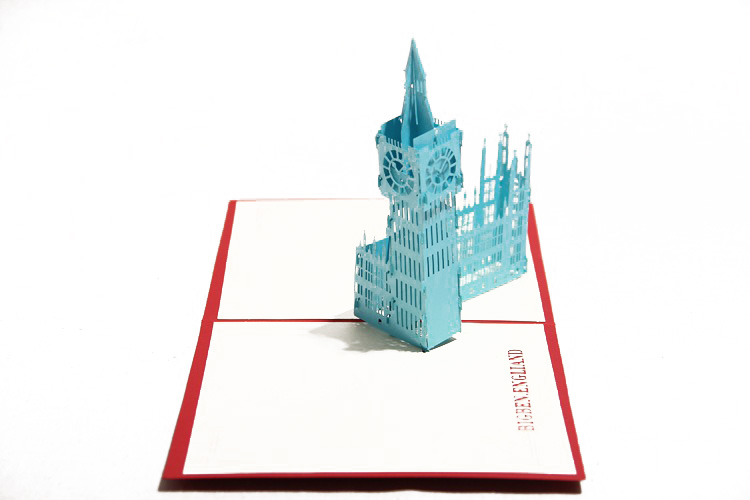 3d立体创意建筑贺卡邀请函\/全手工纸雕祝福\/收