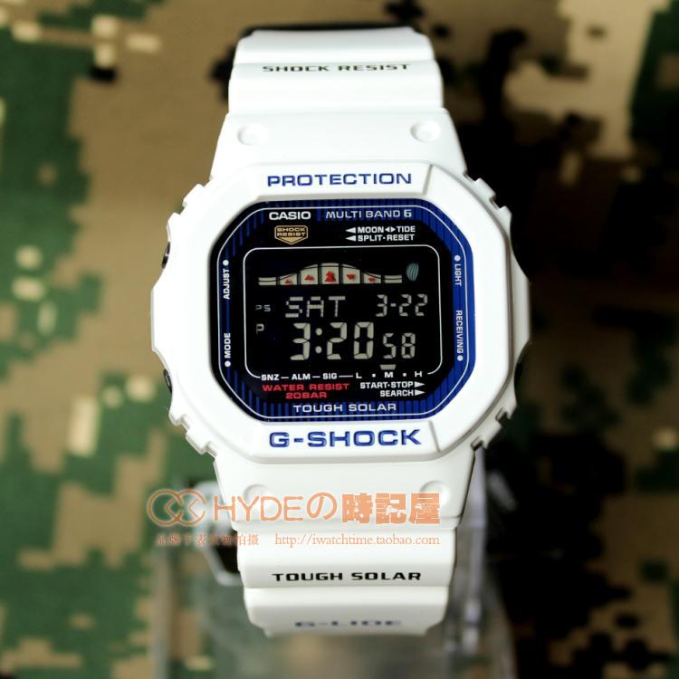 卡西欧防水太阳光动能6局电波红色防震男表G