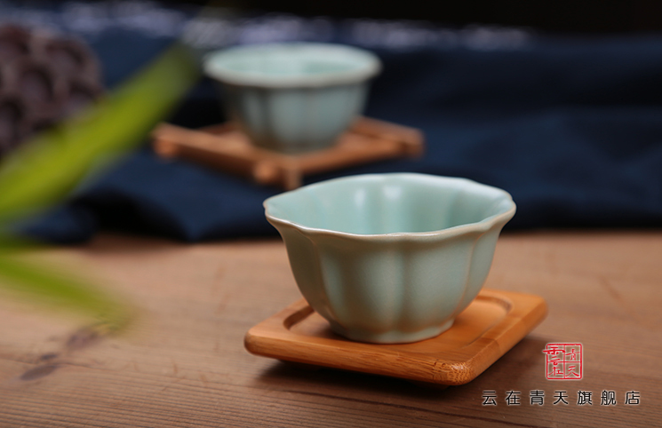 汝窑开片茶杯整套功夫茶具套装小杯子汝瓷品茗杯手工陶瓷顺丰包邮