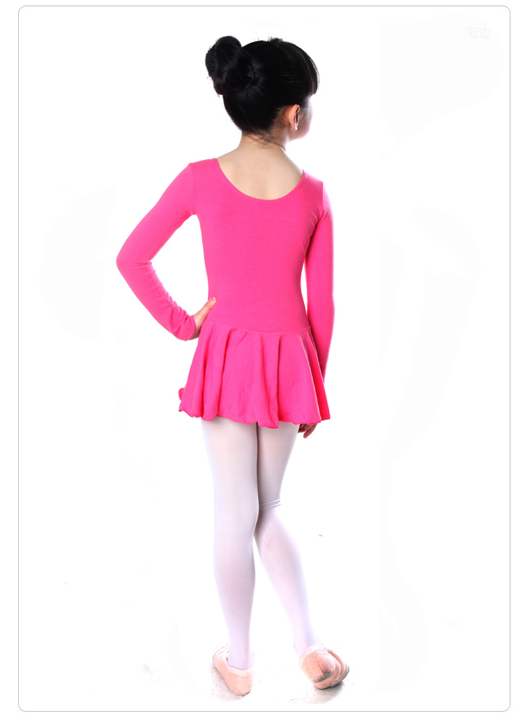 莱卡棉儿童舞蹈服装练功服 连体裙 长袖拉