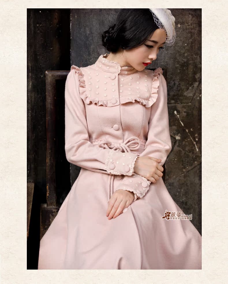 Gigi Lai Siu- 2015 autumn and winter retro lady fungus edge gauze bow tie girdles gross? overcoat bare pink PUERTORRICANS pre-sale 35 days) Picture, prices, brand platters! The elections are supplied in the national character of distribution, so action, buy now enjoy more preferential! As soon as possible.