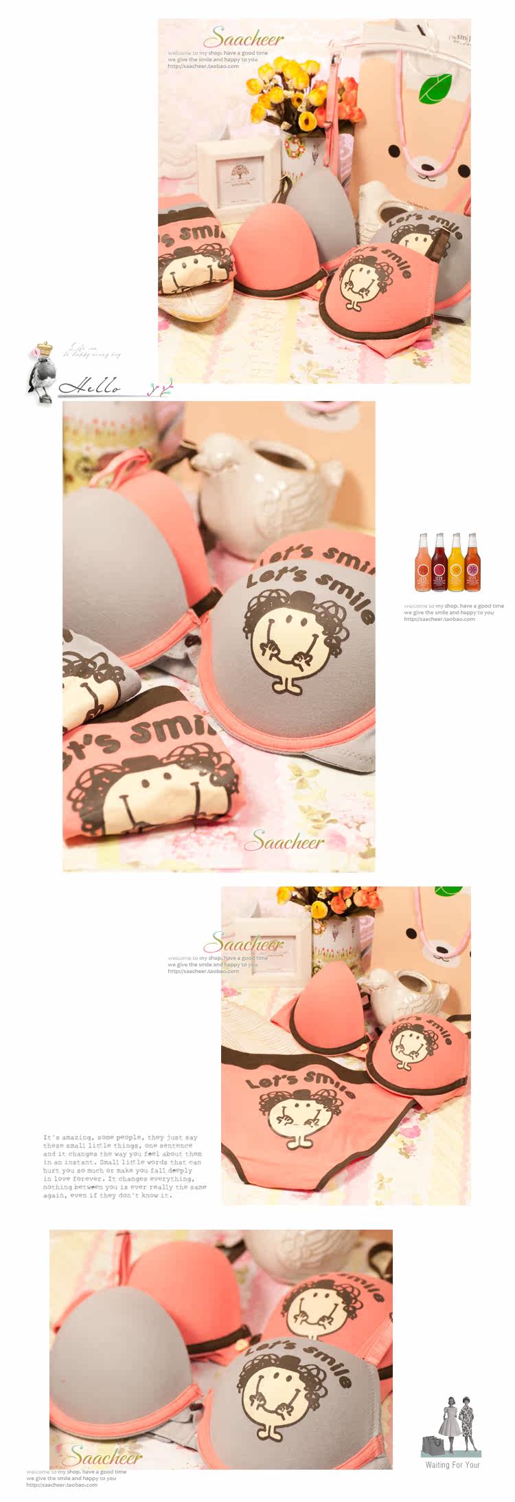 内衣 <em>文胸</em>可爱女士内衣内裤<em>动画</em>可爱少女<em>套装</em>