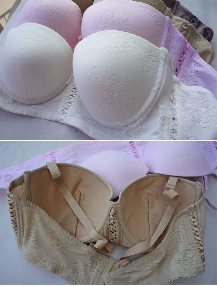 <em>半杯</em>无肩带大码大胸<em>文胸</em>四排扣配礼服婚纱上托