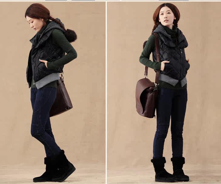 INMAN茵曼2012冬装新款女<em>拼接</em>设计斜拉链带