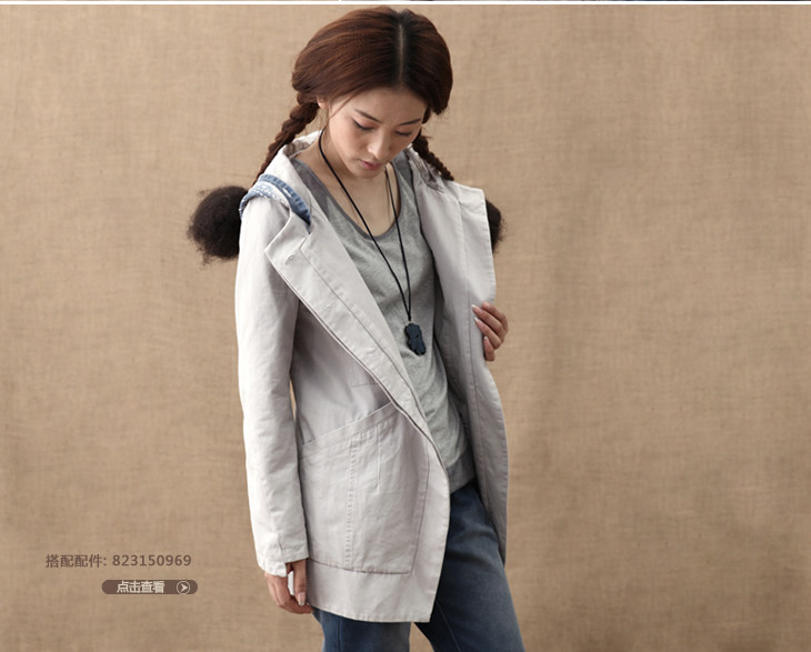 新品 <em>茵曼</em>2012<em>秋装</em> 外套纯棉<em>风衣女外套</em>82304