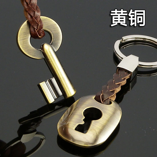 情侣爱情锁 真情永固 钥匙锁芯钥匙扣黄铜/广告礼品 加印logo
