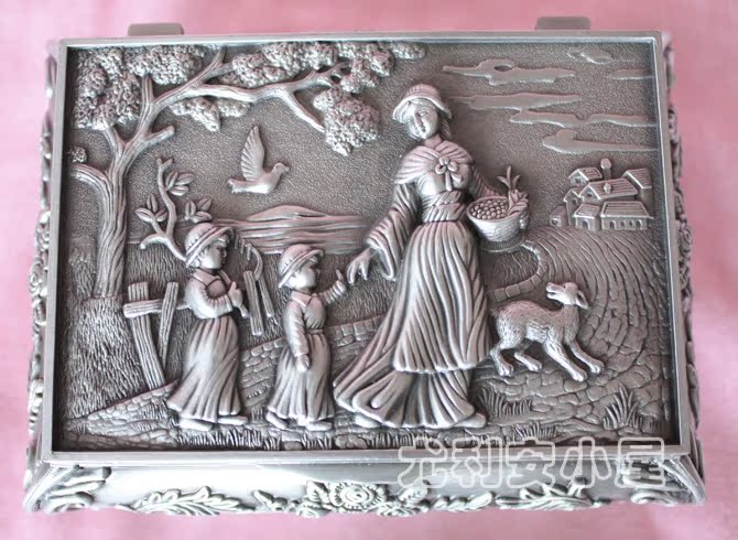 银锡首饰盒 母爱小号(内有分隔96SA) 俄罗斯锡