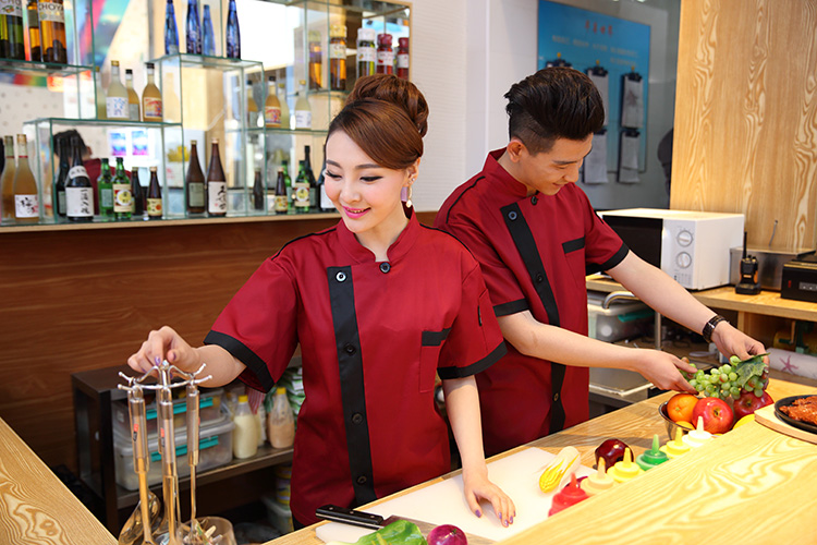 厂家直销 酒店厨师服短袖男女厨房饭店西餐厅西餐厨师长工作服