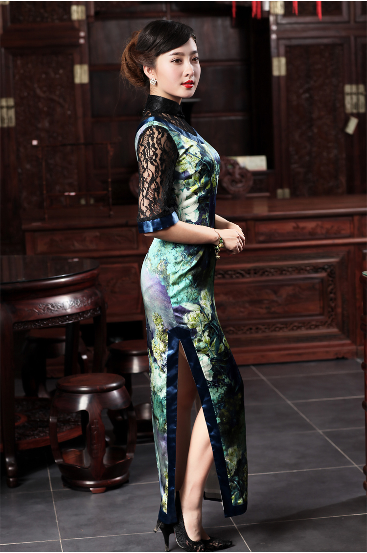 Birds of love deep house display 2015 spring new cheongsam dress elegant lace stitching improved Silk Cheongsam long figure S pictures, price, brand platters! Elections are good character, the national distribution, so why buy now enjoy more preferential! Health