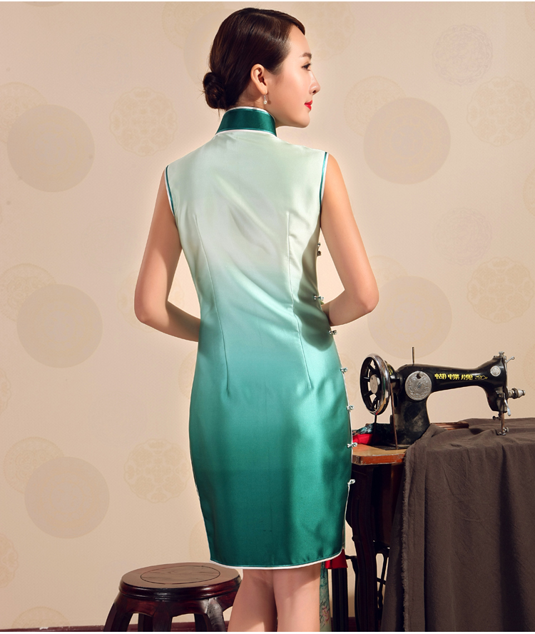 Birds love 2015 new dresses summer full retro Silk Cheongsam dress hand embroidered cheongsam gradient Green - pre-sale 20 days XXL pictures, price, brand platters! Elections are good character, the national distribution, so why buy now enjoy more preferential! Health