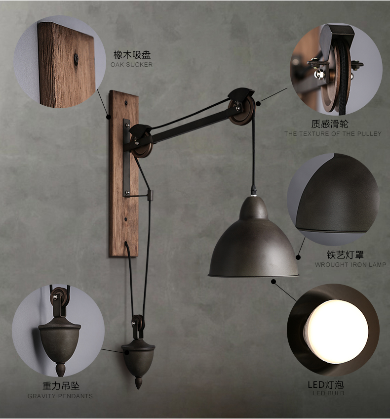 Vintage Pulley Aged Steel Wall Sconce Restoration Lamp Light Fixture New Arrival eBay
