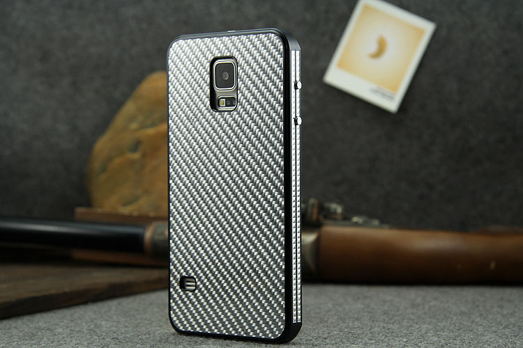 iMatch Luxury Aluminum Metal Bumper Carbon Fiber Back Cover Case for Samsung Galaxy S5