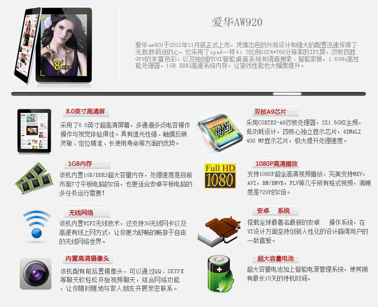 Планшет OQO IaiWai/AW920 (8G)WIFI 4.1.1 Планшет OQO IaiWai/AW920 (8G)WIFI 4.1.1