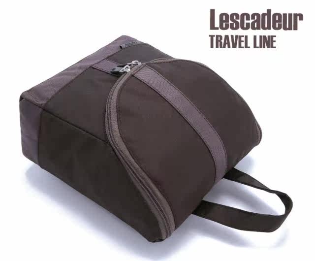 Mens Brown Travel Hanging Hook Toiletry Wash Shower Bag Organizer Kit