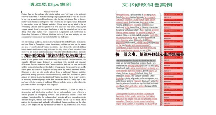 美国留学文书原创写作修改润色 个人陈述ps 英