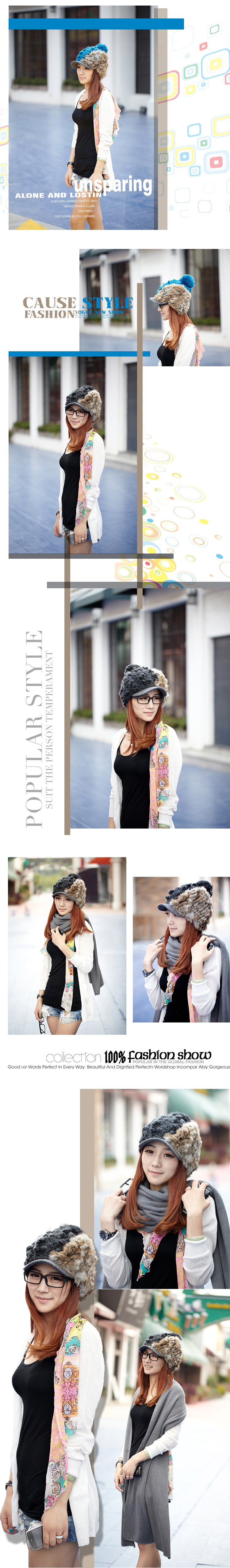 Meetmei Siggi sweet little xiangfeng rabbit fur knitted Hat hats women autumn and winter Korean Korea warm ear protectors wool hat