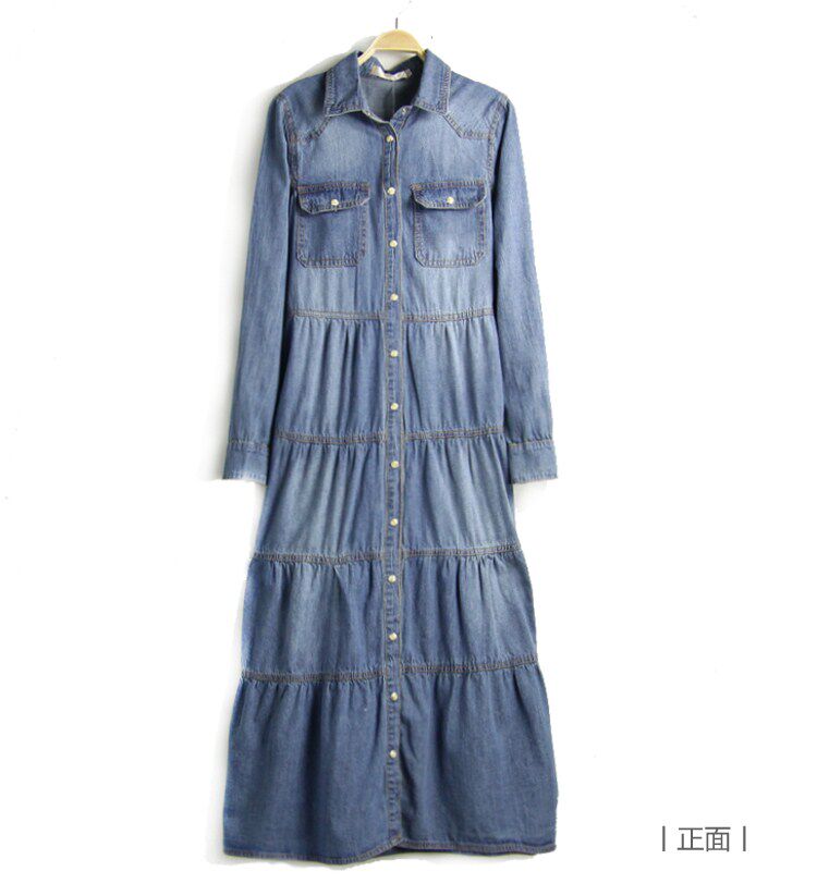 Heaneez 2013 spring new small wind long long sleeve denim dress in literature and art in Europe and fresh shirts dress L024-1