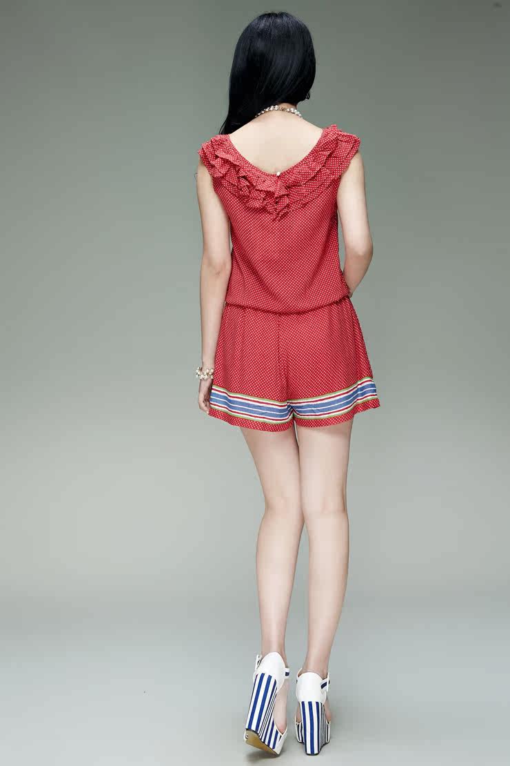 狮女装 春装夏装新款清仓<em>波点连体短裤 热裤</em>女